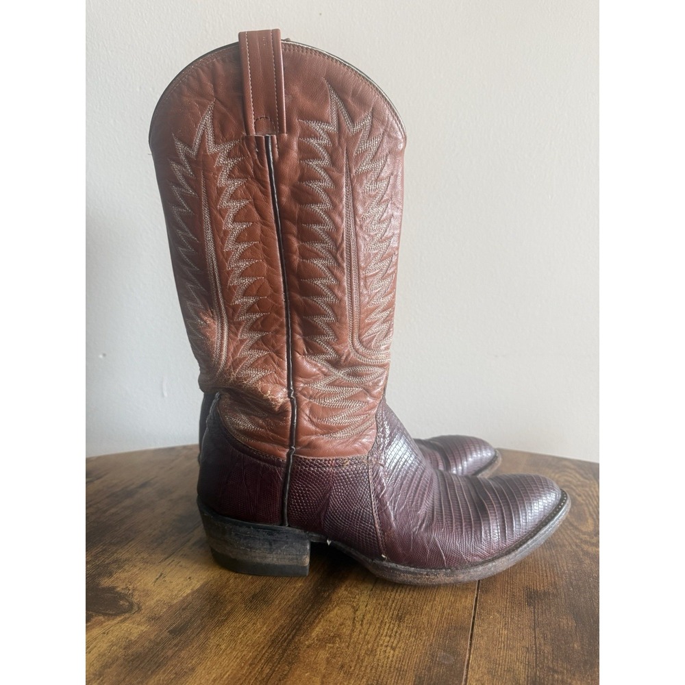 Vintage Dan Post Handcrafted Teju Lizard Skin Western Boots Mens 9.5 Standard